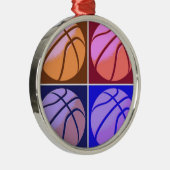 Pop Art Basketball Silbernes Ornament (Rechts)