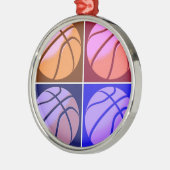 Pop Art Basketball Silbernes Ornament (Links)