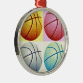Pop Art Basketball Silbernes Ornament (Rechts)