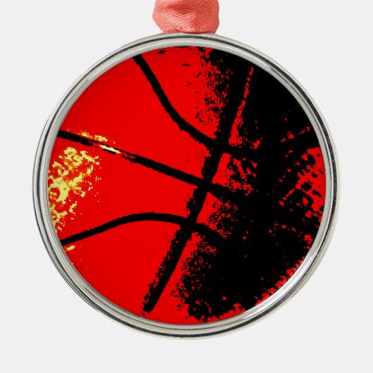 Pop Art Basketball Silbernes Ornament (Vorne)