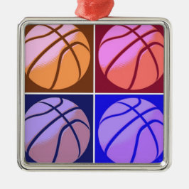 Pop Art Basketball Silbernes Ornament