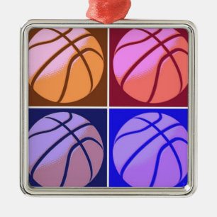 Pop Art Basketball Silbernes Ornament