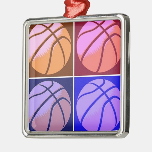 Pop Art Basketball Silbernes Ornament (Links)