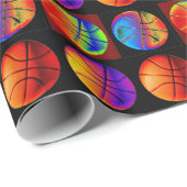 Pop Art Basketball Weihnachtswrapper Geschenkpapier (Rolleneckpunkt)