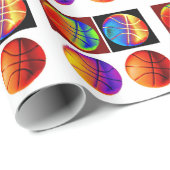 Pop Art Basketball Wrapping Paper Geschenkpapier (Rolleneckpunkt)
