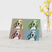 Pop Art Basset Hound Geburtstagskarte Karte (Gelbe Blume)