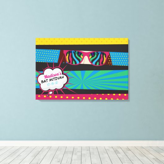 POP ART Bat Mitzvah Sign in MEMORY Board Leinwanddruck (Insitu (Holzboden))
