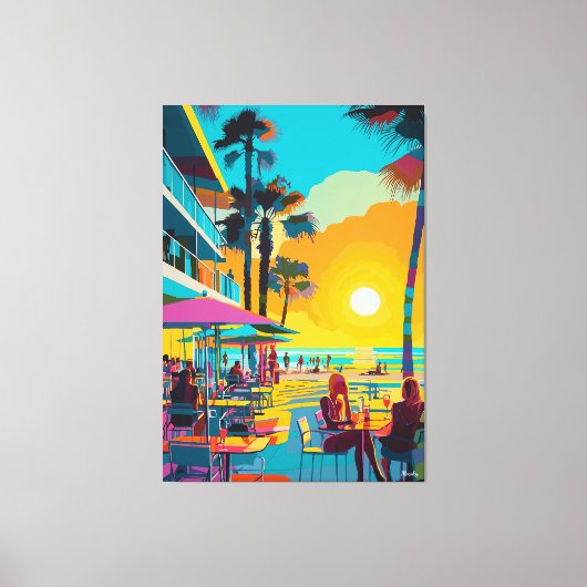Pop Art Beach Front Café Leinwanddruck (Vorderseite)
