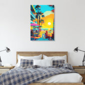 Pop Art Beach Front Café Leinwanddruck (Insitu (Schlafzimmer))