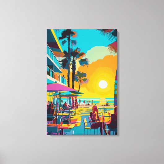 Pop Art Beach Front Café Leinwanddruck (Vorderseite)