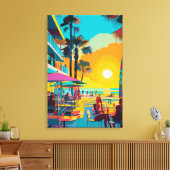 Pop Art Beach Front Café Leinwanddruck (Insitu (Wohnzimmer))