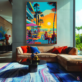 Pop Art Beach Front Café Leinwanddruck