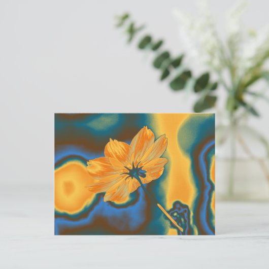 Pop Art Beautiful Yellow Cosmos Blume Postkarte (Stehend Vorderseite)