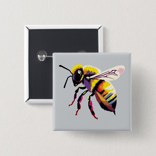 Pop Art Bee Button (Vorne & Hinten)