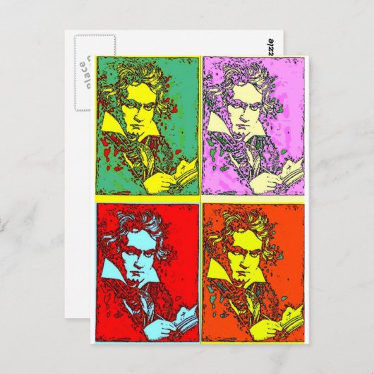 Pop-Art Beethoven Postkarte (Vorne/Hinten)