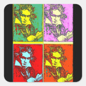 Pop-Art Beethoven Quadratischer Aufkleber (Vorderseite)