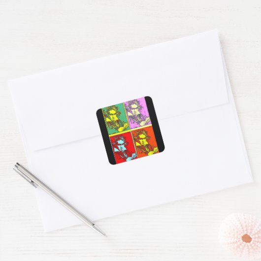 Pop-Art Beethoven Quadratischer Aufkleber (Umschlag)