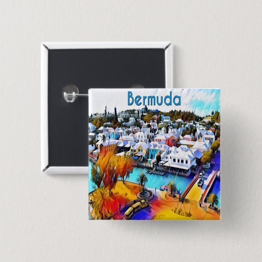 Pop Art Bermuda Button (Vorne & Hinten)