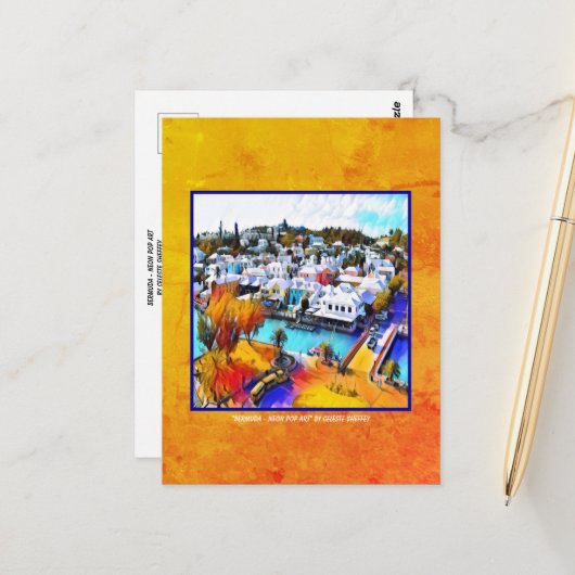 Pop Art Bermuda Postkarte (Vorderseite/Rückseite Beispiel)