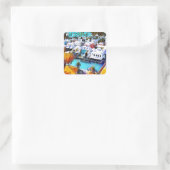 Pop Art Bermuda Square Sticker (Tasche)