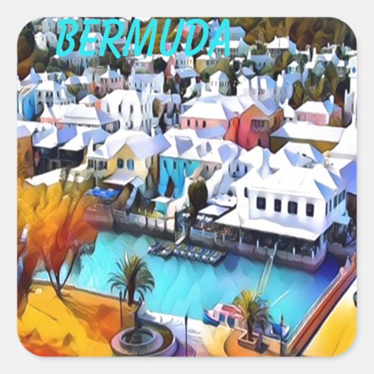 Pop Art Bermuda Square Sticker (Vorderseite)