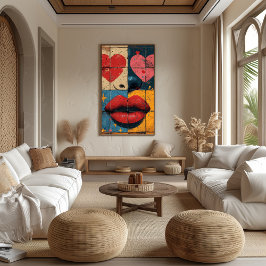 Pop Art Besos y Corazones: Amor Vibrante Fotodruck