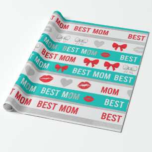 Pop Art BEST MOM Streifen – Fette Retro Liebe (4) Geschenkpapier