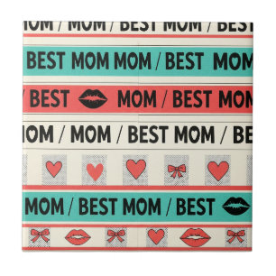 Pop Art BEST MOM Streifen – Fette Retro Liebe (5) Fliese