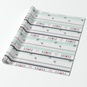 Pop-Art BEST MOM Streifen – Fette Retro-Liebe Geschenkpapier