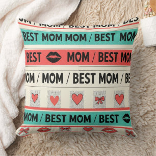 Pop Art BESTE MUM Streifen – Fette Retro Liebe (5) Kissen