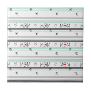 Pop Art BESTE MUM Striped – Fette Retro Liebe (1) Fliese