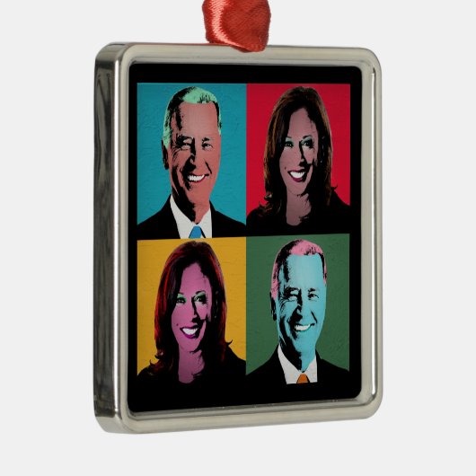 Pop Art Biden Harris Keramik Ornament Aus Metall (Rechts)