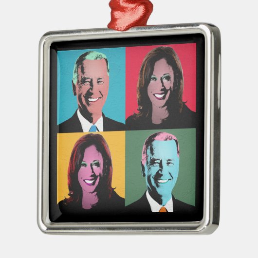 Pop Art Biden Harris Keramik Ornament Aus Metall (Links)