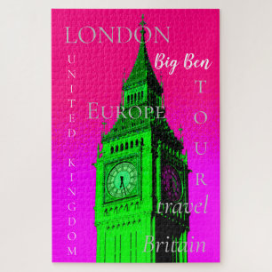 Pop Art Big Ben London Reisen Rosa Green Puzzle