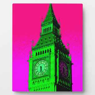 Pop Art Big Ben London Travel Pink Green Fotoplatte