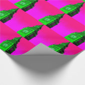 Pop Art Big Ben London Travel Pink Green Geschenkpapier (Ecke)