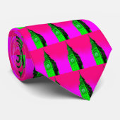 Pop Art Big Ben London Travel Pink Green Krawatte (Gerollt)