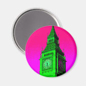 Pop Art Big Ben London Travel Pink Green Magnet (Vorderseite/Rückseite)
