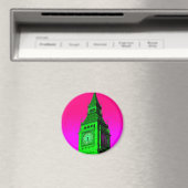 Pop Art Big Ben London Travel Pink Green Magnet (In Situ (Geschirrspüler))