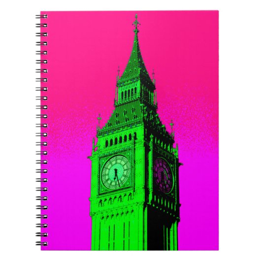 Pop Art Big Ben London Travel Pink Green Notizblock (Vorderseite)