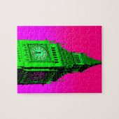 Pop Art Big Ben London Travel Pink Green Puzzle (Horizontal)