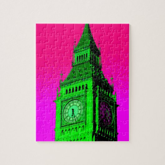 Pop Art Big Ben London Travel Pink Green Puzzle (Vertikal)