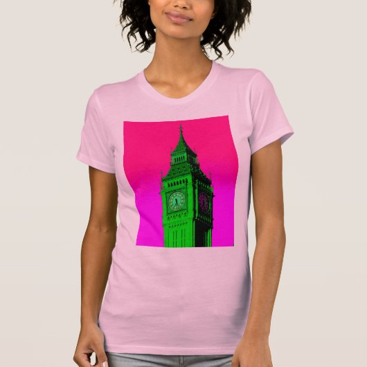 Pop Art Big Ben London Travel Pink Green T-Shirt (Vorderseite)