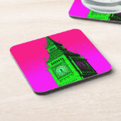 Pop Art Big Ben London Travel Pink Green Untersetzer (Linke Seite)