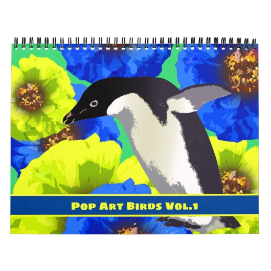 Pop Art Birds Vol. 1 Budgie Flamingo Penguin Macaw Kalender (Titelbild)