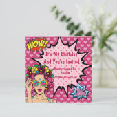 Pop Art Birthday Einladung (Stehend Vorderseite)