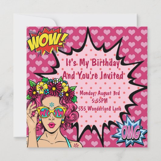 Pop Art Birthday Feiertagskarte (Vorderseite)