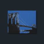Pop Art Black & Blue Brooklyn Bridge Leinwanddruck<br><div class="desc">Stadtbild Manhattan,  Wolkenkratzer und Gebäude</div>