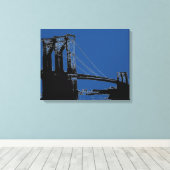 Pop Art Black & Blue Brooklyn Bridge Leinwanddruck (Insitu (Holzboden))