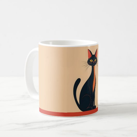 Pop Art Black Cat Kaffeetasse (Vorderseite Links)